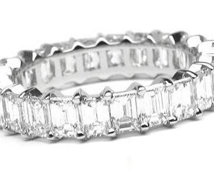 Platinum Shared-Prong Eternity Band, 24 Emerald Cut Diamonds, 3.91ct. tw.