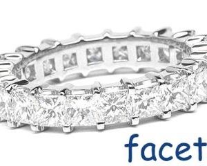 Platinum Shared-Prong Eternity Band, 22 Princess Cut Diamonds, 3.66ct. tw.