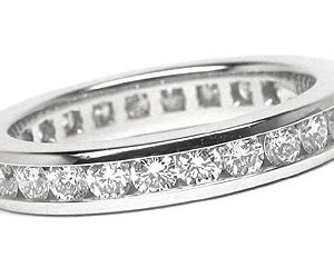 Platinum Channel-Set Eternity Band, 25 Round Brilliant Diamonds, 1.47ct. tw.