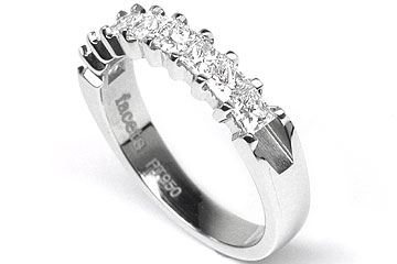 Platinum Shared-Prong Wedding Band, 9 Princess Cut Diamonds, 0.94ct. tw.