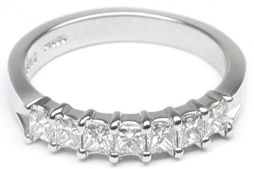 Platinum Shared-Prong Wedding Band, 7 Princess Cut Diamonds, 1.01ct. tw.