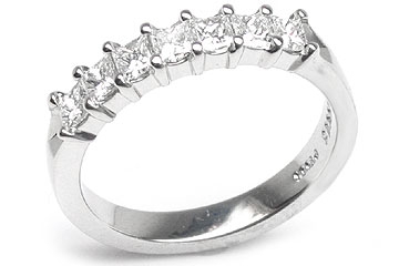 Platinum Shared-Prong Wedding Band, 7 Princess Cut Diamonds, 1.01ct. tw.