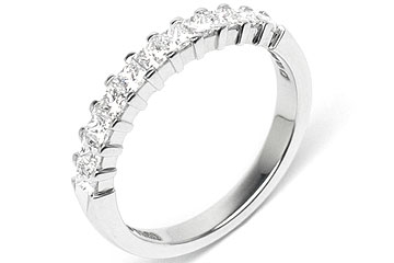 Platinum Shared-Prong Wedding Band, 11 Princess Cut Diamonds, 0.66ct. tw.