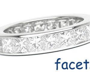 Platinum Channel-Set Eternity Band, 20 Princess Cut Diamonds, 3.92ct. tw.