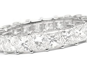 Platinum Shared Prong Eternity Band 21 Princess Cut Diamonds, 4.20ct. tw.