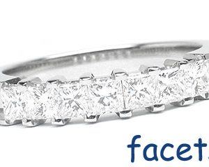 Platinum Shared-Prong Wedding Band, 7 Princess Cut Diamonds, 0.71ct. tw.