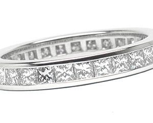 Platinum Channel-Set Eternity Band, 24 Princess Cut Diamonds, 2.54ct. tw.