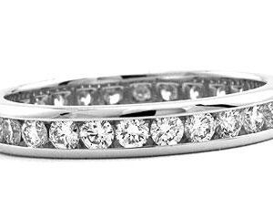 Platinum Channel-Set Eternity Band, 27 Round Brilliant Diamonds, 1.08ct. tw.