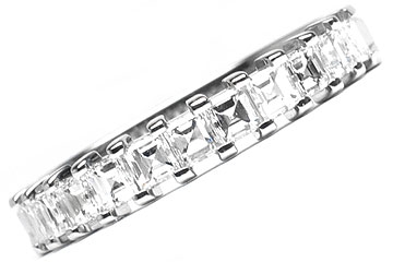 Platinum Shared-Prong Wedding Band, 11 Asscher Cut Diamonds, 0.56ct. tw.