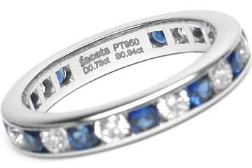 Platinum Channel-Set 12 Round Cut Diamonds, 0.78ct. tw.  & 12 Round Cut Blue Sapphires, 0.94ct. tw.