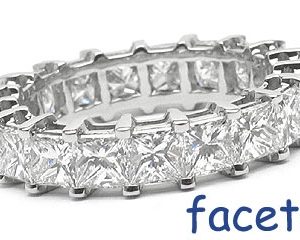 Platinum Shared-Prong Eternity Band, 19 Princess Cut Diamonds, 4.83ct. tw.