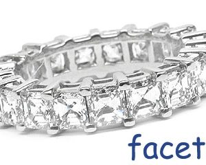 Platinum Shared-Prong Eternity Band, 19 Asscher Cut Diamonds, 4.57ct. tw.