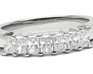 Platinum Shared-Prong Wedding Band, 7 Radiant Cut Diamonds, 0.89ct. tw.