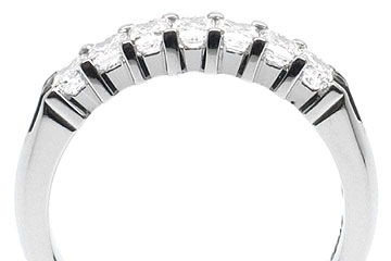 Platinum Shared-Prong Wedding Band, 7 Radiant Cut Diamonds, 0.89ct. tw.