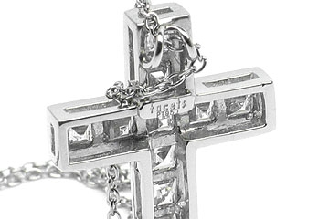 Facets Platinum 11 Asscher Cut Diamond 1.73ct Cross Pendant