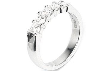 Platinum Shared-Prong Wedding Band, 5 Princess Cut Diamonds, 0.80ct. tw.