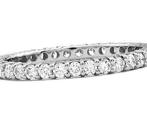 Platinum Shared-Prong Eternity Band, 32 Round Brilliant Diamonds, 0.80ct. tw.