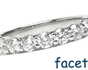 Platinum Shared-Prong Wedding Band, 7 Round Brilliant Diamonds, 0.73ct. tw.