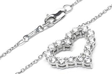 FACETS Platinum 16 Round Cut Diamond 0.76ct Heart Necklace