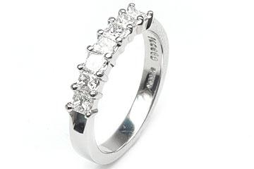 Platinum Shared-Prong Wedding Band, 9 Princess Cut Diamonds, 0.98ct. tw.