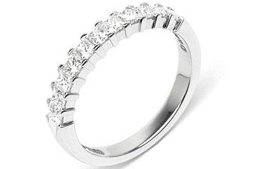 Platinum Shared-Prong Wedding Band, 11 Princess Cut Diamonds, 0.68ct. tw.