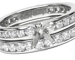 THE FACETS DUO Diamond Ring Mounting Set, Platinum 60 Round Brilliant Diamonds, 1.63ct. tw.