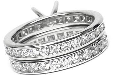 THE FACETS DUO Diamond Ring Mounting Set, Platinum 60 Round Brilliant Diamonds, 1.63ct. tw.