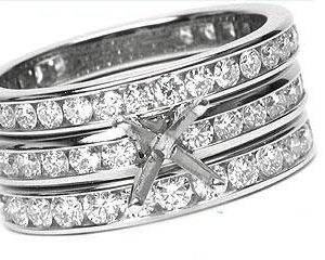 THE FACETS TRIO Diamond Ring Mounting Set, Platinum 92 Round Brilliant Diamonds, 2.47ct. tw.