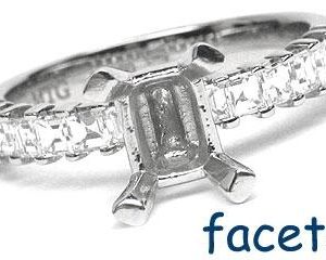 FACETS Engagement Ring Setting Platinum 12 Asscher Cut Diamonds, 0.71ct. tw.  Diamond Mounting