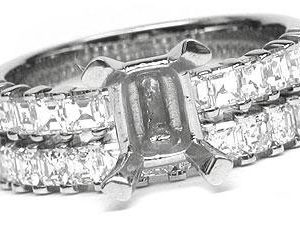 THE FACETS DUO Diamond Ring Mounting Set, Platinum 40 Asscher Cut Diamonds, 2.22ct. tw.