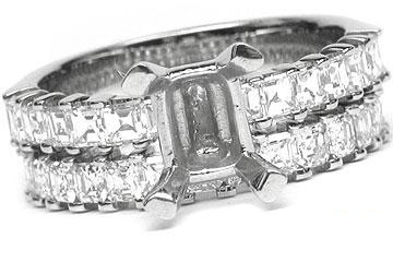 THE FACETS DUO Diamond Ring Mounting Set, Platinum 40 Asscher Cut Diamonds, 2.22ct. tw.