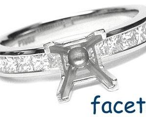 FACETS Engagement Ring Setting Platinum 12 Princess Cut Diamonds, 0.66ct. tw.  Diamond Mounting