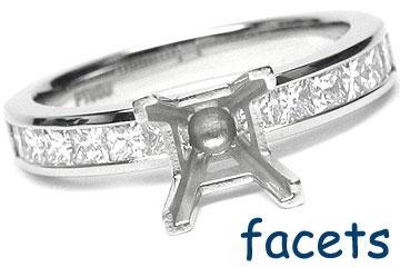 FACETS Engagement Ring Setting Platinum 12 Princess Cut Diamonds, 0.66ct. tw.  Diamond Mounting