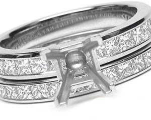 THE FACETS DUO Diamond Ring Mounting Set, Platinum 42 Princess Cut Diamonds, 2.27ct. tw.