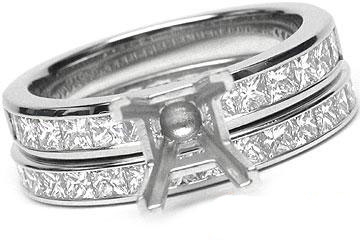 THE FACETS DUO Diamond Ring Mounting Set, Platinum 42 Princess Cut Diamonds, 2.27ct. tw.