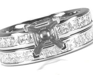 THE FACETS DUO Diamond Ring Mounting Set, Platinum 25 Princess Cut Diamonds, 1.41ct. tw.