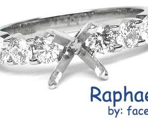 Facets Engagement Ring Setting Platinum 6 Round Brilliant Diamonds, 0.63ct. tw.  Diamond Mounting set in a Raphael Setting