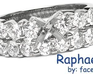 THE RAPHAEL DUO Diamond Ring Mounting Set by Facets, Platinum 13 Round Brilliant Diamonds, 1.36ct. tw.