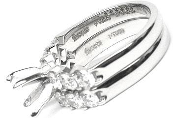 THE RAPHAEL DUO Diamond Ring Mounting Set by Facets, Platinum 13 Round Brilliant Diamonds, 1.36ct. tw.