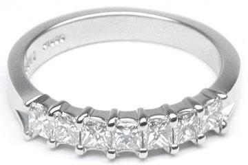 Platinum Shared-Prong Wedding Band, 7 Princess Cut Diamonds, 1.43ct. tw.