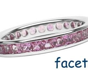 Platinum Channel-Set Maternity Ring, 30 Princess Cut Pink Sapphires, 1.90ct. tw.