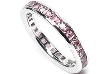 Platinum Channel-Set Maternity Ring, 30 Princess Cut Pink Sapphires, 1.90ct. tw.
