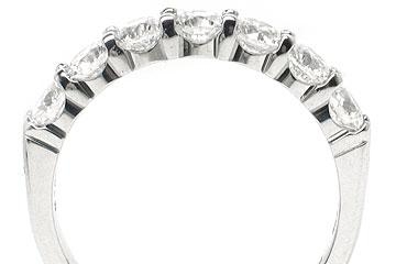 Platinum Shared-Prong Wedding Band, 7 Round Brilliant Diamonds, 1.04ct. twd.