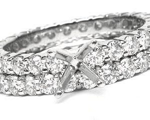 THE FACETS DUO Diamond Ring Mounting Set, Platinum 53 Round Brilliant Diamonds, 1.90ct. tw.