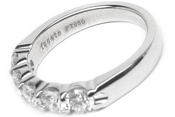 Platinum Shared-Prong Wedding Band, 5 Round Brilliant Diamonds, 1.01ct. tw.