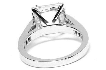 FACETS Engagement Ring Setting Platinum 10 Princess Cut & 20 Round Cut Diamonds, 0.62ct. tw. G-H color VVS-VS clarity Diamond Mounting