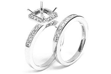 THE FACETS DUO Diamond Ring Mounting Set, Platinum 21 Princess Cut & 18 Round Cut Diamonds, 1.14ct. tw.