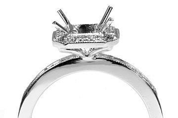 FACETS Engagement Ring Setting Platinum 10 Princess Cut & 18 Round Cut Diamonds, 0.61ct. tw.  Diamond Mounting