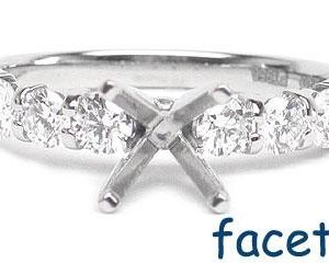 FACETS Engagement Ring Setting Platinum 6 Round Brilliant Diamonds, 0.60ct. tw.  Diamond Mounting