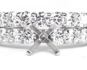 THE FACETS DUO Diamond Ring Mounting Set, Platinum 13 Round Cut Diamonds, 1.31ct. tw.